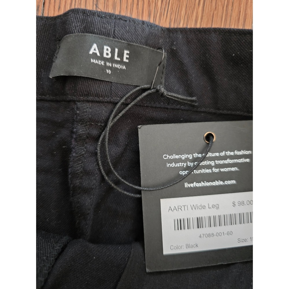 NEW ABLE Aarti Wide Leg Black Crop Pants Size 10 - Picture 2 of 8
